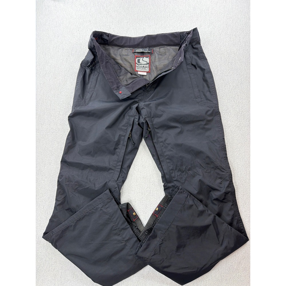 Bonfire Drylevel 1 Snowboard Pants Mens Large Black 10K Waterproof Vintage